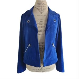 Chico's Royal Blue Faux Suede Open Front Jacket Chico's Size 0 Women's 4